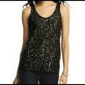 Loft Fashion Black Sequin Cotton Tank Top XS